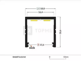 LED juostos profilis SMART16, baltai dažytas, 3m