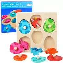 Lean Toys Medinė dinozaurų dėlionė kiaušiniuose