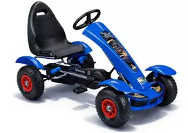Lean Cars Vaikiškas pedalinis go-kartas su rankiniu stabdžiu, pripučiamos padangos, iki 50 kg, juodas