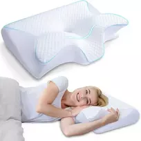 HOMCA ergonominė kaklo pagalvė iš atminties putų, 60 × 40 cm, nuimamas užvalkalas, balta, PL02