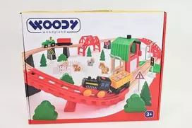 WOODYLAND mediniai traukinukų fermos žaisliukai, 60 vnt., 93077 30777