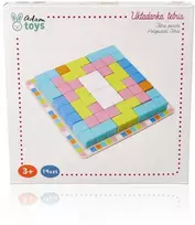 Adam Toys Medinė logikos žaidimo dėlionė Tetris su 18 spalvotų kaladėlių ir užduočių kortelėmis, vaikams nuo 3 metų