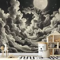 Artgeist Fototapetas - Moon and Stars Singing Among the Great Clouds