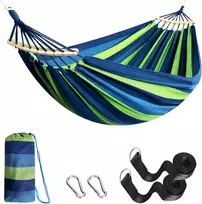 Anyoo lauko medvilninis hamakas su tvirtinimo diržais, 270 x 152 cm, 200 kg, žalias, AY-Stripe-Hammock-žalias-40