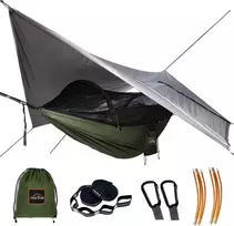AnorTrek kempinginis hamakas su tinkleliu nuo uodų ir lietaus tentu, 290 x 140 cm, AT11455MG