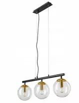 Pakabinamas šviestuvas Lamkur Eloise 47430 lampa wisząca zwis modern belka kule szklane klosze 3x15W E14 juoda/mosiądz
