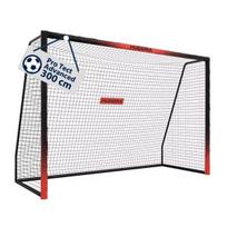 Hudora: Pro Tect Advanced metalinės futbolo vartai, 300 cm – juoda-raudona