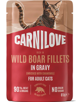 CARNILOVE Gravy Wild Boar enriched with Chamomile NEW konservuotas pašaras katėms 85 g, 24 x 85 g