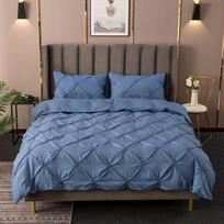 Antklodžių užvalkalų komplektas Pilka klostuota patalynės komplektas lovai Šlifuotas mikropluošto audinys Housse De Couette EU-Single 135x200cm