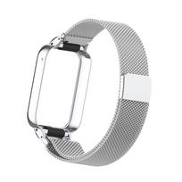Suderinamas su Xiaomi Mi Band 8 Pro: Milano magnetinė sagtis nerūdijančio plieno tinklelio dirželis. Magnetic watch strap sidabras