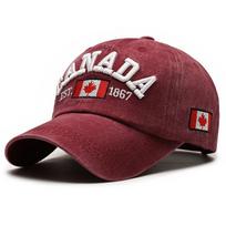 Unisex skalbta medvilninė vintažinė kepuraitė Aukštos kokybės CANADA raidžių siuvinėjimas Beisbolo kepuraitė Vyrams ir moterims Lauko sporto kepurės 55cm-60cm raudona