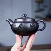 350ml Aesthetic Yixing Purple Clay Teapots Handmade Antique Koi Pot Raw Ore Antique Red Mud Tea Maker Kettle Zisha Tea Set Tea