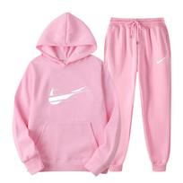 Kryžiaus Veidrodžio Unisex Fleece Spausdinti Džemperio Kelnės Dviejų Dalių Rinkinys Atsitiktinis Sportinis Trend Su Gobtuvu S rožinė