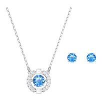 Swarovski Una apvalus auskarų ir karoliai rinkinys moterims, mėlynos spalvos padengtas-baltas 5480485 Box (Random Color)