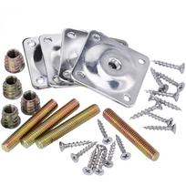 1 Set Leg Fixing Mounting Plates Level with Metal Dowel Screws For Securely Furniture For Sofas Chairs Coffee Tables 1