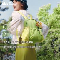 Bananaunder Women's LC183 Expandable Backpack kalnų žalia-abrikosų geltona spalva