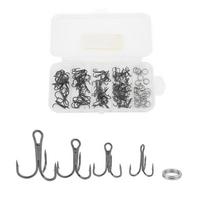 100PCS High Carbon Steel Triple Barbed Hooks Strong Sharp Fishing Hooks Kit  Freshwater Fishing juoda