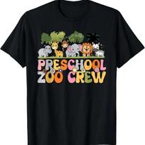 Preschool Zoo Crew Matching Teacher Students School Groovy T Shirt S įvairiaspalvis