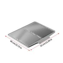 Kitchen Countertop Drain Pad 40x33cm Silicone Non-Slip Heat Resistant Pad Built-In Drainage Holes Dish Mats For Drying Dishes (Gray,40x33x1.2cm) pilka spalva