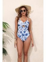 Charming Sexy Slim Fit Backless One Piece Bikini Swimsuit For Vacation S mėlyna
