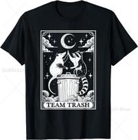 Tarot Card Vintage Team Trash Crescent Moon Opossum Raccoon T-Shirt for Unisex Oversized T Shirt Lightweight S įvairiaspalvis