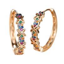 Crystal Wreath Hoop Earrings Colorful Retro Ear Drop Classic Zircon Stone Earrings  Daily auksas