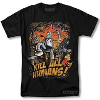 Futurama Kill All Humans Shirt Bender Robot Cartoon Classic Design T-Shirt Unisex T-Shirt S įvairiaspalvis