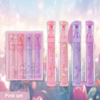 4pcs Meet Florescence Color Highlighter Pens Set New Spring Flower Brush Tip Marker for Drawing Painting School A7719