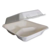 Pojemnik Obiadowy Menu Box Trójdzielny Pulpa Trzcina Eko Lunchbox 50Szt