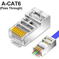 1-30Pcs Pass Through Cat7/Cat6/Cat5 Shielded Connectors RJ45 Plugs Crystal End Gold-Plated 8P8C Crimp UTP Ethernet Modular Plug 1Pcs