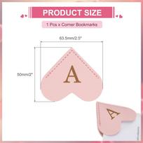 Pink Leather Corner Bookmarks Heart Shape Book Marks Page Markers Cute Page Clip for Men Women Teacher Reader Book Lover Writers