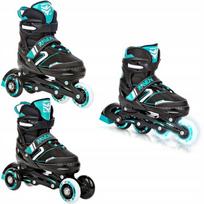 Rolki Wrotki Regulowane 3W1 Raven Helixi Black/Mint 34-37 Kółko Led
