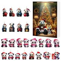 Christmas Advent Calendar Blind Box Featuring Cute Panda Acrylic Charm For Festive Decor Style A