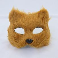 1PC Halloween Cosplay Party Costume DIY Accessories Faux Fur Fox Mask Furry Half Face Simulated Animal Cat Mask geltona