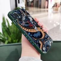 Roaring Dragon Phone Case For Xiaomi Poco F8 F7 X7 M6 X6 F6 M5 M5S F5 X5 F4 X4 M4 F3 X3 M3 Pro Ultra 4G 5G Liquid Silicone Cover Poco M6 Pro 5G tamsiai žalia spalva
