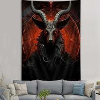 Tapestry Idyllic Demon Goat Head Occultism 75x100 juoda