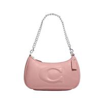 COACH Teri 24 solid color large logo quilted multi-function pocket zipper closure leather armpit bag hand shoulder bag small size women's pink geltona