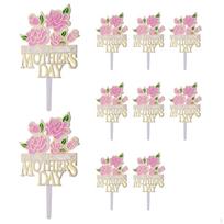 10Pcs Mother's Day Rose Cupcake Toppers Cake Decorative Inserts for Party Supplies