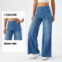 Laisvi Baggy džinsai moterims su elastine juosmens juosta, plataus kirpimo džinsai, elegantiškos prigludusios džinsinės kelnės, amerikietiško retro stiliaus džinsiniai palazzo keliai XL