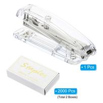 Acrylic Stapler Set Portable Stylish Manual Effortless Desktop Stapler with 2000Pcs 24/6 Staples Stationery Office Binding Tools sidabras