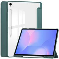 Tablet Case For Galaxy Tab S10FE+ 13.1 S10FE Plus X620 Tri-Fold Stackable Acrylic Pen Slot Case For Tab S10FE Plus tamsiai žalia spalva