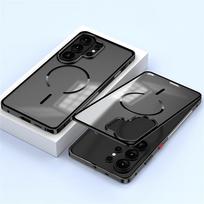 Prabangus aliuminio metalinis dėklas, skirtas Samsung Galaxy S26 S25 S24 S23 Ultra Plus, su Magsafe magnetiniu belaidžiu įkrovimu, skaidrus matinis telefono dangtelis For Samsung S26 Ultra juoda