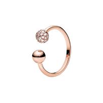 Pandora Rose Gold Paved Beaded Open Ring Women rings 188316CZ 56