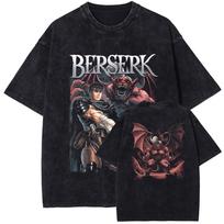 Japanese Anime Berserk Tshirt For Men Women Clothing Vintage Washed Oversized T Shirt Summer Short Sleeve Cotton Soft Tees Tops S