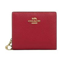 Coach Snap Wallet 10 Gold Letter Hardware Pebble Leather Wallet Women wallet Red C2862-IMDN8 True Red