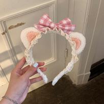 Bow Headdress Wash Face Make up Korea Style Headband Cat Ears Women Accessories Lace Hair Band balta