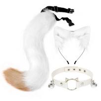 Set 1 Cat Ear Halloween Cosplay Accessories Necklace Cat Tail Halloween Animal Cosplay Props Cute Adjustable For Kids Adults Children's Birthday Gift