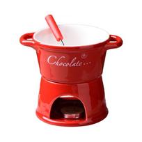 Ceramic Chocolate Fondue Mug with Forks Chocolate Melting Cup Cheese Warmer Cup for Candy Snack Caramel Party 301-400ml