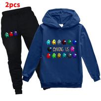 Comfortable And Stylish Among Us Children's Hoodie And Long Pants Outfit Set For Casual Wear Kid 100cm tamsiai mėlyna spalva