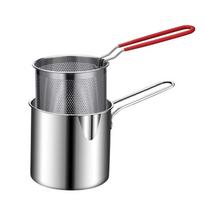 with Lid Deep Fryer with Strainer Detachable Handle Milk Warmer Pot Frying Basket  French Fries Fryer&Strainer